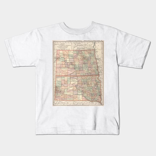 Vintage Map of North and South Dakota (1891) Kids T-Shirt by Bravuramedia